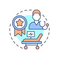 Experienced medical staff multi color concept icon. Qualified doctors. Quality of healthcare service. Round shape line illustration. Abstract idea. Graphic design. Easy to use in presentation vector