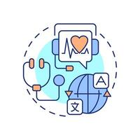 Multilingual support multi color concept icon. Availability in various languages. Quality of medical service. Round shape line illustration. Abstract idea. Graphic design. Easy to use in presentation vector