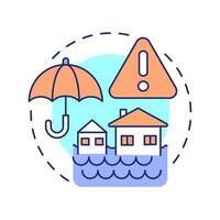 Flood warning multi color concept icon. Rising water levels risk prevention. Safety and emergency alert. Round shape line illustration. Abstract idea. Graphic design. Easy to use in application vector
