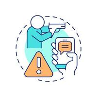 Active shooter alerts multi color concept icon. Threat of gun violence prevention. Public safety. Round shape line illustration. Abstract idea. Graphic design. Easy to use in application vector