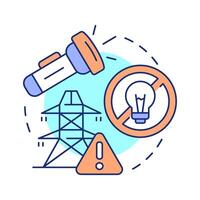 Power outages multi color concept icon. Electricity supply disruption. Safety and emergency alert. Round shape line illustration. Abstract idea. Graphic design. Easy to use in application vector