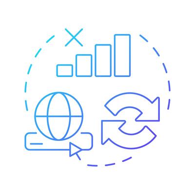 Progressive web apps blue gradient concept icon. App like software for vary devices. Development technology. Round shape line illustration. Abstract idea. Graphic design. Easy to use in presentation