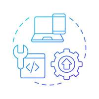 Progressive enhancement blue gradient concept icon. Work for all users and devices. Feature of PWAs. Round shape line illustration. Abstract idea. Graphic design. Easy to use in presentation vector
