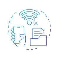 Offline functionality blue gradient concept icon. Access without internet connection. Feature of PWAs. Round shape line illustration. Abstract idea. Graphic design. Easy to use in presentation vector