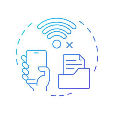 Offline functionality blue gradient concept icon. Access without internet connection. Feature of PWAs. Round shape line illustration. Abstract idea. Graphic design. Easy to use in presentation
