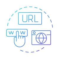 Linkable blue gradient concept icon. Share via URLs without requiring downloads. Characteristic of PWAs. Round shape line illustration. Abstract idea. Graphic design. Easy to use in presentation vector