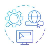 Discoverable blue gradient concept icon. Easy to find and index information. Characteristic of PWAs. Round shape line illustration. Abstract idea. Graphic design. Easy to use in presentation vector