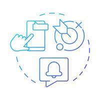 Push notifications blue gradient concept icon. Real time messages for users. Characteristic of PWAs. Round shape line illustration. Abstract idea. Graphic design. Easy to use in presentation vector
