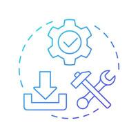Easy installation blue gradient concept icon. Software setup and usage with minimal efforts. Pros of PWAs. Round shape line illustration. Abstract idea. Graphic design. Easy to use in presentation vector