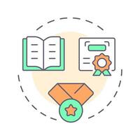 Expert career multi color concept icon. Specialist knowledge. Education, learning. Certification, license. Round shape line illustration. Abstract idea. Graphic design. Easy to use vector