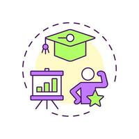 Skill development and training multi color concept icon. Personal growth. Learning, knowledge. Round shape line illustration. Abstract idea. Graphic design. Easy to use in infographic, presentation vector