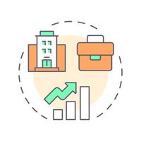 Linear career multi color concept icon. Corporate growth, professional. Business, company. Round shape line illustration. Abstract idea. Graphic design. Easy to use in infographic, presentation vector