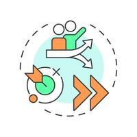 Lateral career path multi color concept icon. Corporate growth. Employees, workforce. Round shape line illustration. Abstract idea. Graphic design. Easy to use in infographic, presentation vector