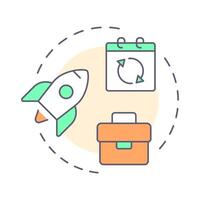 Transitory career multi color concept icon. Job change, flexibility. Gig worker, freelance. Round shape line illustration. Abstract idea. Graphic design. Easy to use in infographic, presentation vector