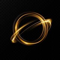 Captivating Golden Orbital Light Effect Presented on a Dark Black Background Canvas vector