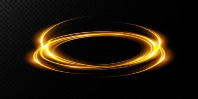 A Stunning Glowing Golden Circular Light Effect Set Against a Deep Black Background vector