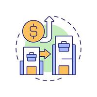 Upstream transactions multi color concept icon. Subsidiary to parent company. Type of intra group operations. Round shape line illustration. Abstract idea. Graphic design. Easy to use in booklet vector