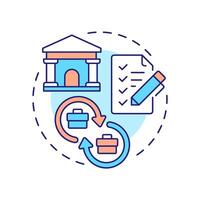 Standardize processes multi color concept icon. Finances regulation. Best practice for intercompany accounting. Round shape line illustration. Abstract idea. Graphic design. Easy to use in booklet vector