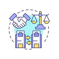 Intercompany agreements multi color concept icon. Legal regulatory standards. Intra group transactions process. Round shape line illustration. Abstract idea. Graphic design. Easy to use in booklet vector