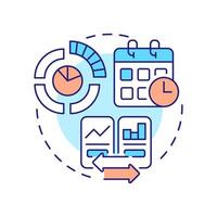 Aligning reporting periods multi color concept icon. Finances. Best practice for intercompany accounting. Round shape line illustration. Abstract idea. Graphic design. Easy to use in booklet vector