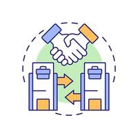Lateral transactions multi color concept icon. Same hierarchical level. Type of intra group operations. Round shape line illustration. Abstract idea. Graphic design. Easy to use in booklet vector