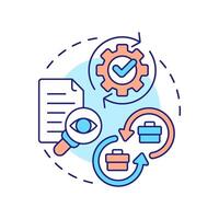 Intercompany reconciliation multi color concept icon. Automation tools. Best practice for intra group accounting. Round shape line illustration. Abstract idea. Graphic design. Easy to use in booklet vector