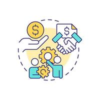 Strengthening financial relationships multi color concept icon. Benefit of intercompany accounting transactions. Round shape line illustration. Abstract idea. Graphic design. Easy to use in booklet vector
