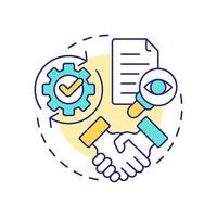 Efficiency in audits multi color concept icon. Accurate record. Benefit of intercompany accounting transactions. Round shape line illustration. Abstract idea. Graphic design. Easy to use in booklet vector