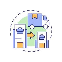 Downstream transactions multi color concept icon. Parent company to subsidiary. Type of intra group operations. Round shape line illustration. Abstract idea. Graphic design. Easy to use in booklet vector