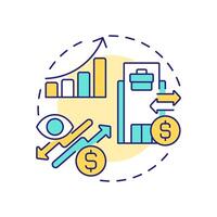 Optimizes cash flow multi color concept icon. Managing payments. Benefit of intercompany accounting transactions. Round shape line illustration. Abstract idea. Graphic design. Easy to use in booklet vector