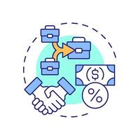 Transfer of assets multi color concept icon. Movement of ownership in corporate group. Intercompany transactions. Round shape line illustration. Abstract idea. Graphic design. Easy to use in booklet vector