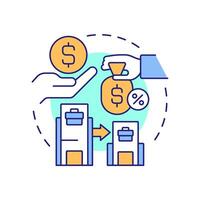 Intercompany loans multi color concept icon. Financial arrangement in corporate group. Intra group transactions. Round shape line illustration. Abstract idea. Graphic design. Easy to use in booklet vector
