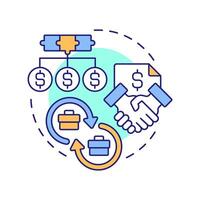 Cost sharing multi color concept icon. Financing corporate activities and resources. Intercompany transactions. Round shape line illustration. Abstract idea. Graphic design. Easy to use in booklet vector