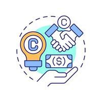 Royalty payments multi color concept icon. Usage of intellectual property. Intercompany transactions. Round shape line illustration. Abstract idea. Graphic design. Easy to use in booklet vector