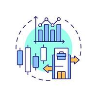 Stock transactions multi color concept icon. Transfer and issuance of equity. Intercompany operations. Round shape line illustration. Abstract idea. Graphic design. Easy to use in booklet vector