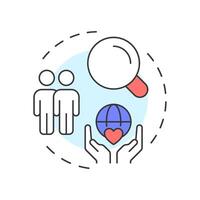 Volunteer recruitment multi color concept icon. Attracting and onboarding. Supporters management component. Round shape line illustration. Abstract idea. Graphic design. Easy to use in brochure vector