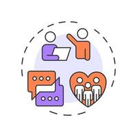 Volunteer committees multi color concept icon. Collaboration on specific projects. Contribution type. Round shape line illustration. Abstract idea. Graphic design. Easy to use in brochure vector