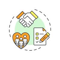 Volunteer application multi color concept icon. Access matching candidates. Supporters program administration. Round shape line illustration. Abstract idea. Graphic design. Easy to use in brochure vector