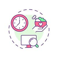 Track volunteer service multi color concept icon. Recording and analyzing activities. Contribution management. Round shape line illustration. Abstract idea. Graphic design. Easy to use in brochure vector