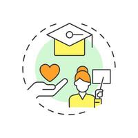 Volunteer training programs multi color concept icon. Knowledge. Supporters activities administration. Round shape line illustration. Abstract idea. Graphic design. Easy to use in brochure vector