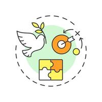 Volunteer role descriptions multi color concept icon. Responsibilities. Supporters program administration. Round shape line illustration. Abstract idea. Graphic design. Easy to use in brochure vector