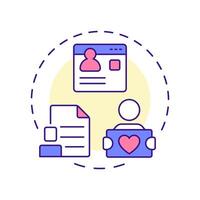 Volunteer profiles multi color concept icon. Personal information base. Contribution activity tracking. Round shape line illustration. Abstract idea. Graphic design. Easy to use in brochure vector