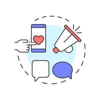 Volunteer communications multi color concept icon. Organizations interactions. Supporters management component. Round shape line illustration. Abstract idea. Graphic design. Easy to use in brochure vector
