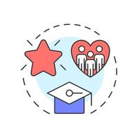 Volunteer empowerment multi color concept icon. Organization training program. Supporters management component. Round shape line illustration. Abstract idea. Graphic design. Easy to use in brochure vector