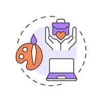 Skills based volunteering multi color concept icon. Using professional experience. Contribution type. Round shape line illustration. Abstract idea. Graphic design. Easy to use in brochure vector