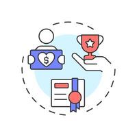 Volunteer recognition multi color concept icon. Celebrating contributions. Supporters management component. Round shape line illustration. Abstract idea. Graphic design. Easy to use in brochure vector