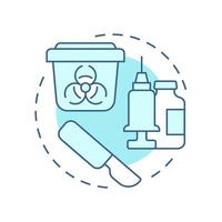 Sharps waste soft blue concept icon. Biohazard container. Medical equipment. Syringe, scalpel. Round shape line illustration. Abstract idea. Graphic design. Easy to use in presentation, article vector