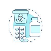 Pharmaceutical waste soft blue concept icon. Medical vaccines, drugs. Biohazard container. Round shape line illustration. Abstract idea. Graphic design. Easy to use in presentation, article vector