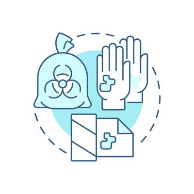 Infectious waste soft blue concept icon. Laboratory gear. Biohazard labeling, compliance. Round shape line illustration. Abstract idea. Graphic design. Easy to use in presentation, article
