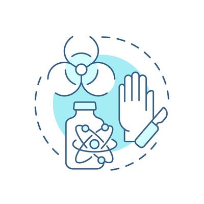 Radioactive waste soft blue concept icon. Nuclear medicine, radiotherapy. Radiation, hazard. Round shape line illustration. Abstract idea. Graphic design. Easy to use in presentation, article